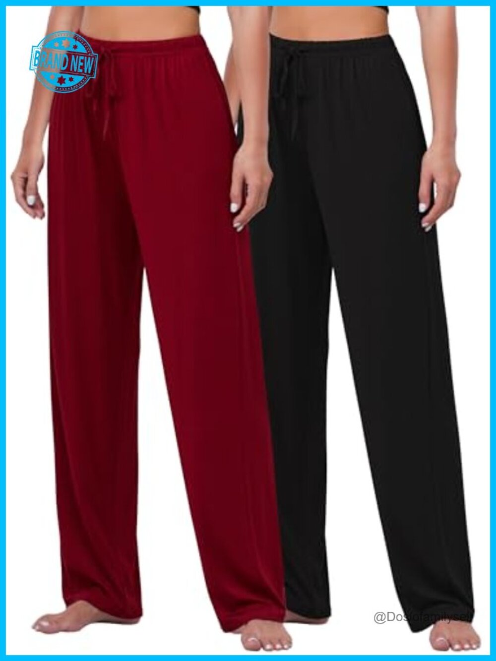 Wide Leg Lounge Pajama Bottoms Viscose Spandex 2 Pack Soft Stretch